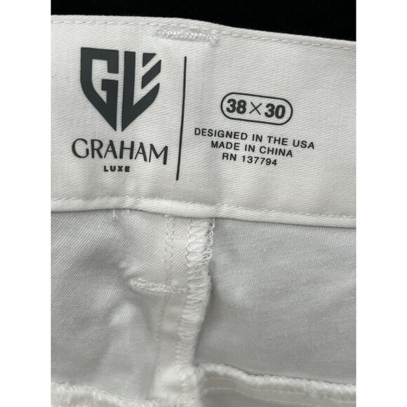 Graham Luxe Mens White Slim Fit Pants‎ 38x30 Golf Pants - Picture 6 of 11